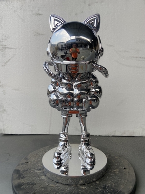 Silver Snake Electroplated Space Cat Sculpture By Hand Balloon Style